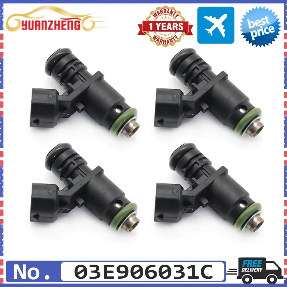 03E906031C 03E 906 031 C 4pcs/lot NEW Fuel Injectors Nozzle Fit For Volkswagen Polo 6R 1.2 Ez.2010